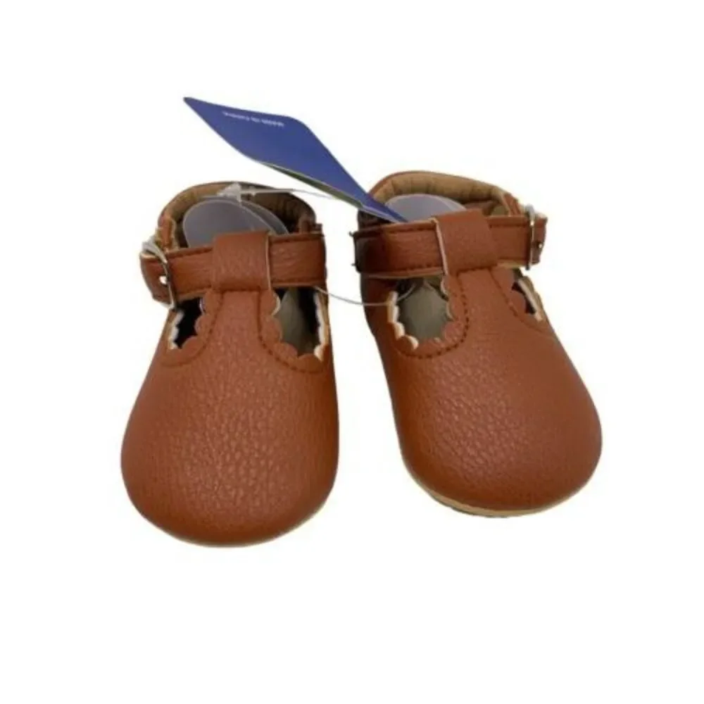 Baby Girls T-Strap Mary Jane‎ Flats Moccasins Brown 3-6 Mth